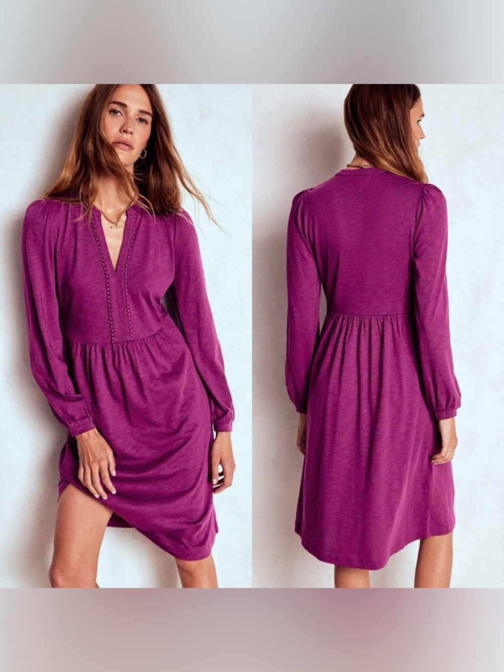 NWT Boden Naomi Relaxed Jersey Dress Purple Size 10P